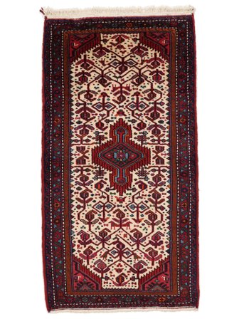Handgeknüpft Hamadan 77X146 Persischer Wollteppich Schwarz/Dunkelrot Klein