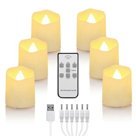 Ljuslykta Uppladdningsbara Ljus Timer Fjärrkontroll LED Värmeljus Flamlösa för Bröllopsrum Trädgård Helgdagar (LGL)