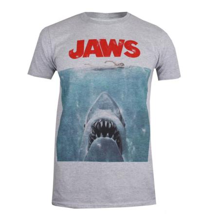 Jaws Herr Poster T-shirt L Sport Grå/blå/röd