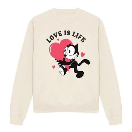 Felix The Cat Unisex Vuxen Love Is Life Sweatshirt XL Natur