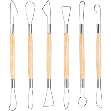 6 stk. ler skulpturværktøj keramisk pottemageri ler bånd skulpturværktøj træhåndtag skulpturværktøjssæt pottemageri trimningsdetaljeværktøj trådløkke 