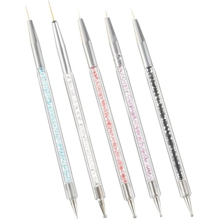 Dubbelsidiga prickverktyg - 5 st Nagelkonst Liner Penslar för Manikyr Borr Ritning