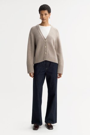 Soft Goat - V-neck cardigan - L - Greige