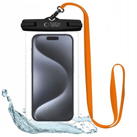 Tech-Protect Waterproof Case UWC7 vattentätt för enheter upp till 6,9" - svart och orange