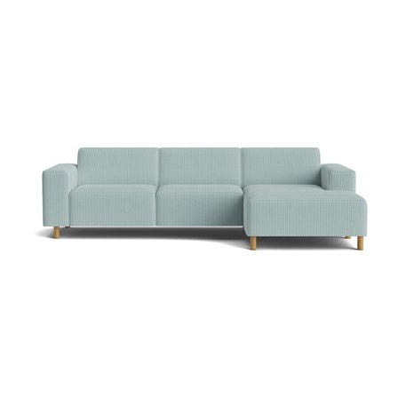 Seam Chaiselongue-Sofa, rechts, Lincoln Pastel Blau, modernes Cord-Design mit Nozag-Federung für hohen Sitzkomfort, 78cm Höhe, bequemes Sofa