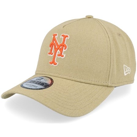 New Era - MLB Beige adjustable Kasket - New York Mets Canvas Logo Essentials Khaki A-frame Adjustable @ Hatstore