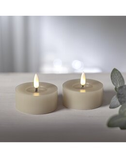 2 kpl paristokäyttöisiä lämpökynttilöitä LED Flamme Flow 7 x 5,5 cm beige