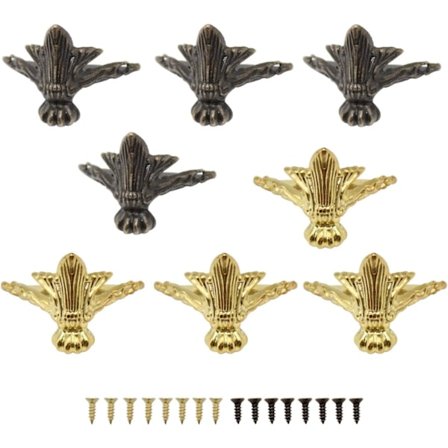 8-pak Antikke Trækasse Ben Bordben Hjørnebeskyttere Dekorative Fødder og Ben Hjørnebeskyttere Sæt til Opbevaringskasse Bordben (Guld, Bronze)