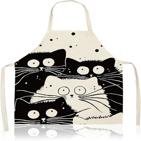 Sødt katteforklæde til madlavning, sjovt justerbart køkkenforklæde til mænd og kvinder, sødt kattedesign, køkken- og bageforklæde, 55 cm x 68 cm