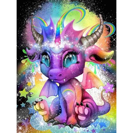 30x40cm 5D DIY Diamantmaleri Fuld, Tegneserie Drage#H, DIY Diamant