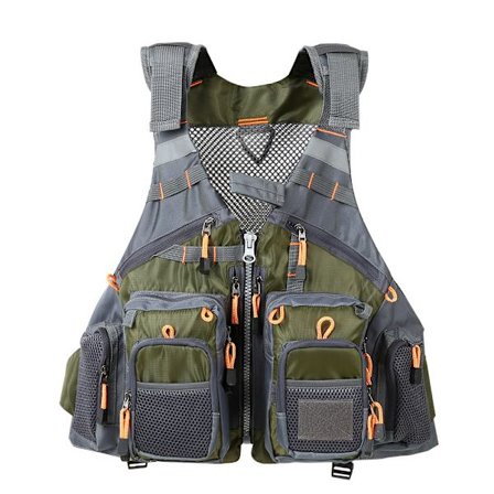 (Army Green)Fluefiskevest for Mesh Anglers Justerbar Størrelse for Menn og Kvinner