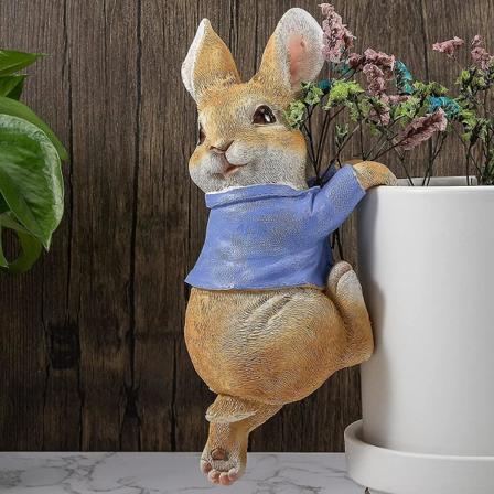 Harpiks Miniatyr Hage Statuer - Hengende Dekorasjon, Blå Kanin