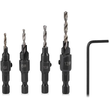 HSS sekskantskaft bor 1/4 tommer #6# 8# 10# 12 avfasing trebearbeidingsverktøy med L-nøkkel hurtigbytte