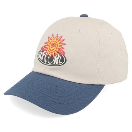 Rip Curl - Beige unconstructed Keps - Sun Buzzed Cap Stone/Washed Navy Dad Cap @ Hatstore