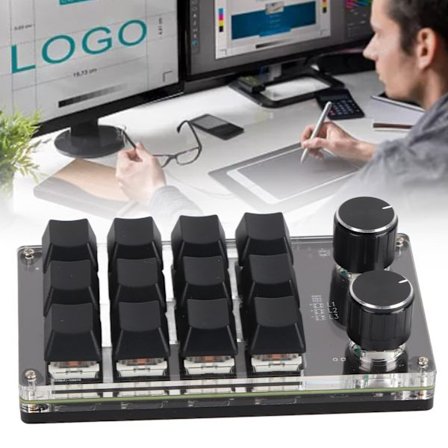 Programmerbar makro-tastatur 2 knapper blå switch sort 12 taster mini tastatur med RGB til kontorspil musik medier