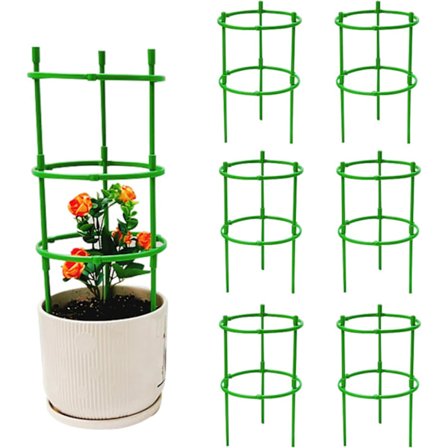 Sett med 6 runde støttepinner for planter, peoner, hortensia, rose, peon, grønnsaker, tomater, hagekanter, innendørs klatreplanter
