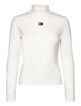 Tjw Slim Xs Badge Turtleneck Høyhalset Pologenser Hvit Tommy Jeans*Betinget Tilbud