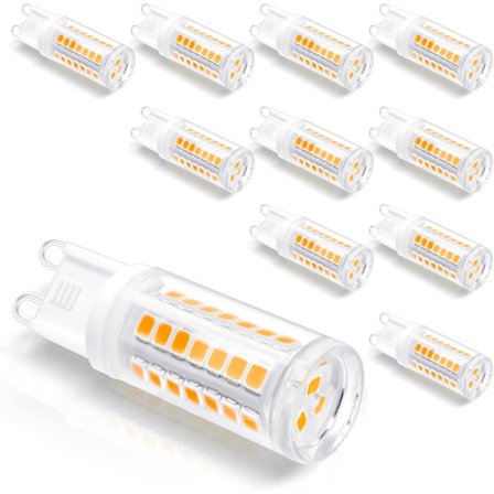 G9 LED-pærer Varmhvit, 5W G9-pærer 3000K, 40W-50W G9 Halogenekvivalent, 500LM AC220-240V, Ikke-dimbar, Energibesparende pære, 10-pakning