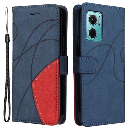 Teksturoitu nahkakotelo hihnalla Xiaomi Redmi Note 11E / Xiaomi Redmi Note 10 5G / Xiaomi Redmi 10 Prime Plus 5G - Sininen