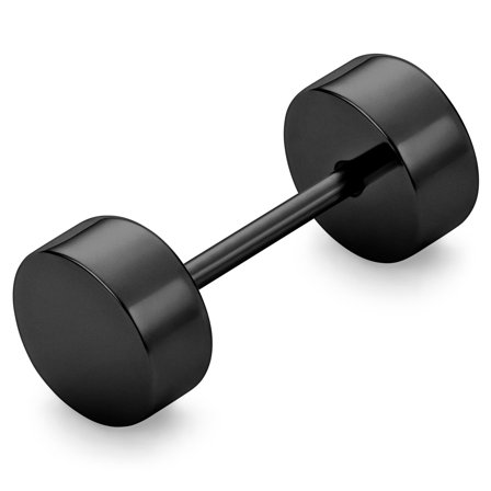 4mm Sort Rustfrit Stål Faux Plug Ørering til mænd - Ørestikker
