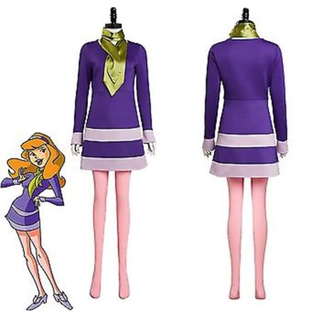 Scooby Cosplay Doo Where Are You Daphne Blake Cosplay Kostyme Kjole Antrekk Halloween Karnevalsdrakt (XL)
