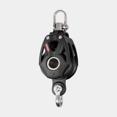 Ronstan dubbel med svirvel och hundsvott, serie 40 Orbit block i svart glasfiberförstärkt nylon för hög belastning