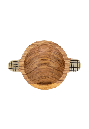 A World of Craft Wood Check Skål Med Handtag Serveringstillbehör Beige 10X15 CM