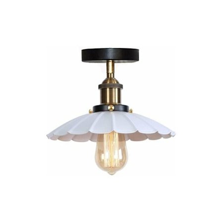 Taklampa i retrostil, industriell taklampa i smidesjärn E27, loft/bar-armatur (vit).