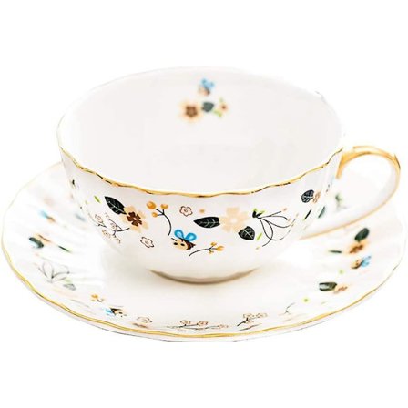 Kaffe Tekopp Sett, Blomster Sommerfugler Kina Bein Kaffekopp (1 Kopp og 1 Tallerken)
