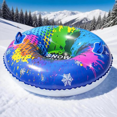 Fargerike og stilige snøtuber/oppblåsbare ski/akebrett, sammenleggbar PVC-design, perfekt for vinteraktiviteter med familien.