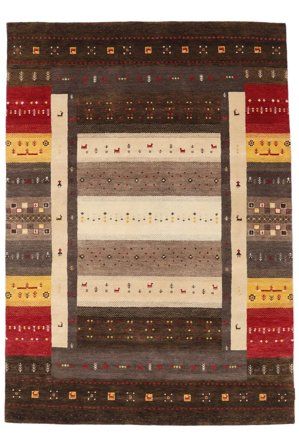 Noué À La Main Gabbeh Loribaft Tapis 167X238 De Laine Noir/Marron
