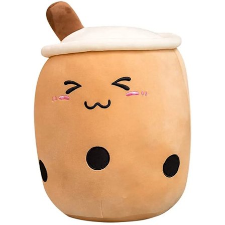 Milk Tea Plyschleksak - Plysch Doll Kudde - Brun Smiley Face-35cm