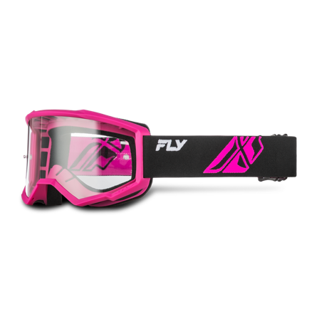 Masque Cross FLY Racing Focus V26 Noir/Rose/Transparent