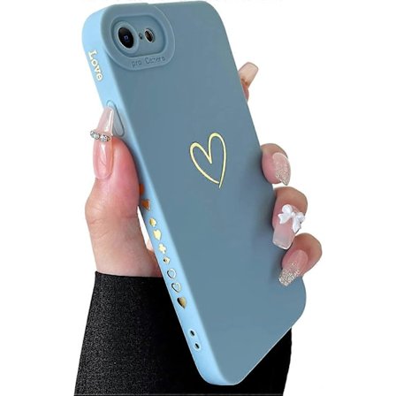 Kompatibel med iPhone SE 2022 Skal, iPhone SE 2020 Skal, iPhone 7/8 Skal Lyxigt Guldhjärta Mönster Mjukt Silikon Stötsäkert Skal för Kvinnor Flickor 