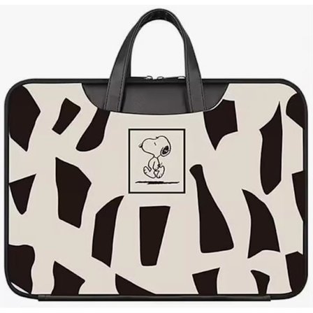 Snobben Hvid Læder Laptop Taske, op til 14 tommer, Beskyttende Bærbar Taske med Lynlås