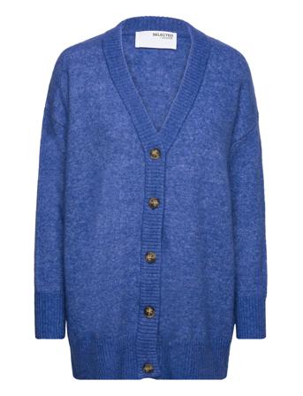 Slfmaline Ls Knit Long Cardigan Noos Strikkegenser Cardigan Blå Selected Femme*Betinget Tilbud