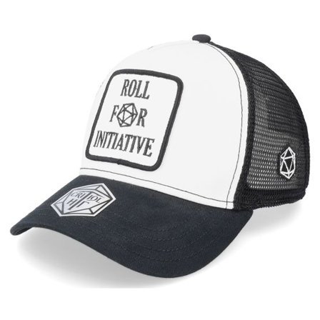 Critiql Hit - Vit trucker Keps - Roll For Initiative D20 Patch White/Black Trucker @ Hatstore