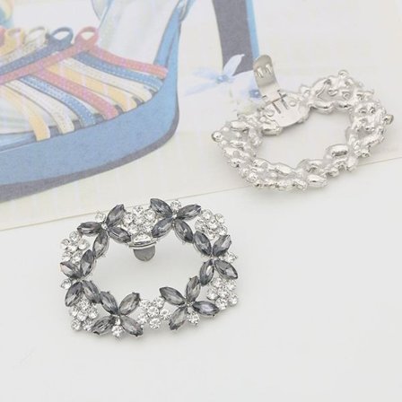 Koristekivellinen kenkäklipsi, kiiltävä koristeellinen klipsi, HARMAA