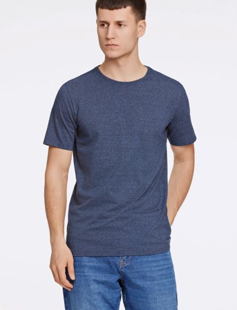 Lindbergh Mouliné O-Neck Tee S/S - Navy - S