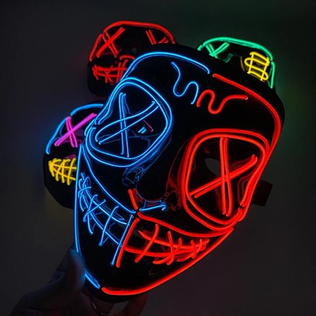 Trådlös Halloween Neon LED Purge Mask