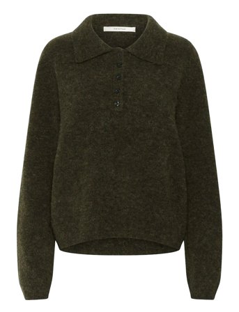 Gzalpha Polo Pullover Tops Knitwear Jumpers Khaki Green Gestuz