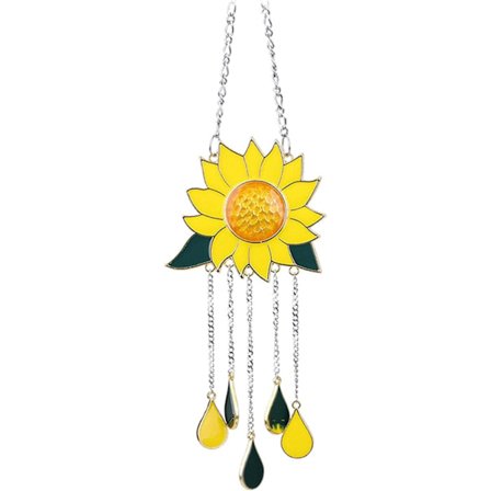 Sunflower Wind Chimes Ornament, vackra fönster i målat glas H