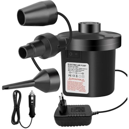 Elektrisk Luftpumpe Inflator Deflator, 240V/130W Inflator, med 3 Dyser Høy Effekt Padlepumpe for Luftmadrass, Oppblåsbare Madrasser, Plaskebasseng,