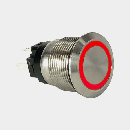 Momentary switch Carling Technologies, push button, single pole, (On)-Off, 12 V DC, 10 A, with illumination, red