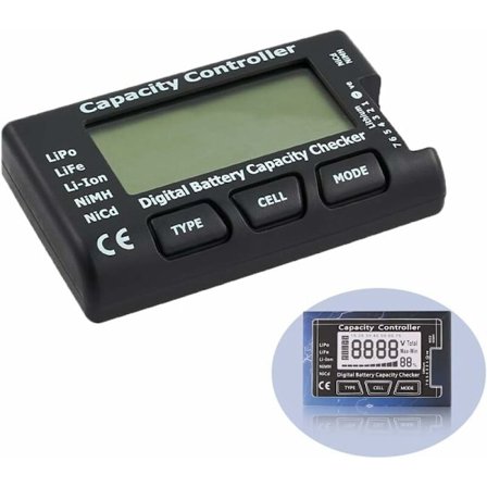 Digital batterikapasitetstester, batterikapasitet spenningstester tester tester med LCD-skjerm, for LiPo Lithium NiMH Li-ION