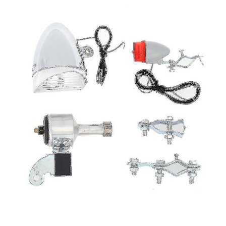 Dynamolygtesæt til cykel Forlygte Baglygte Led Cykellygte Motori Cykel Friktionsdynamo Gene