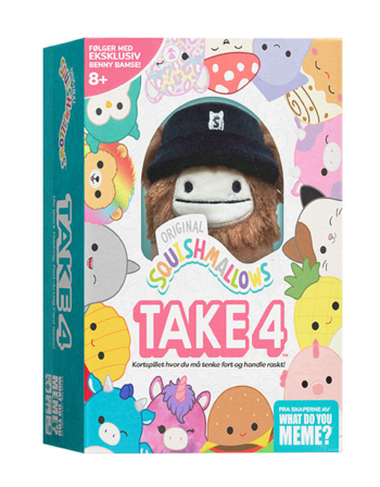 Squishmallows Take-4 Spill med Benny-Squishmallows, Norsk