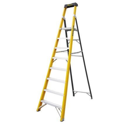 Glass fibre platform stepladder, 8 treads, H 1885 mm
