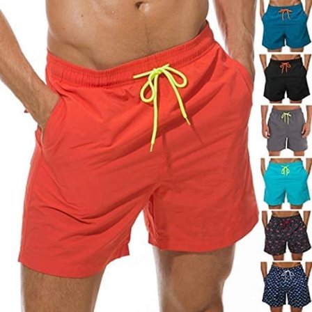 Baddräkter för män, snabbtorkande badshorts med fickor (Orange) zdq