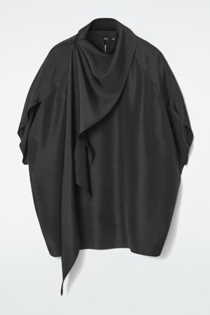 COS Damen The Silk Scarf Blouse - Schwarz